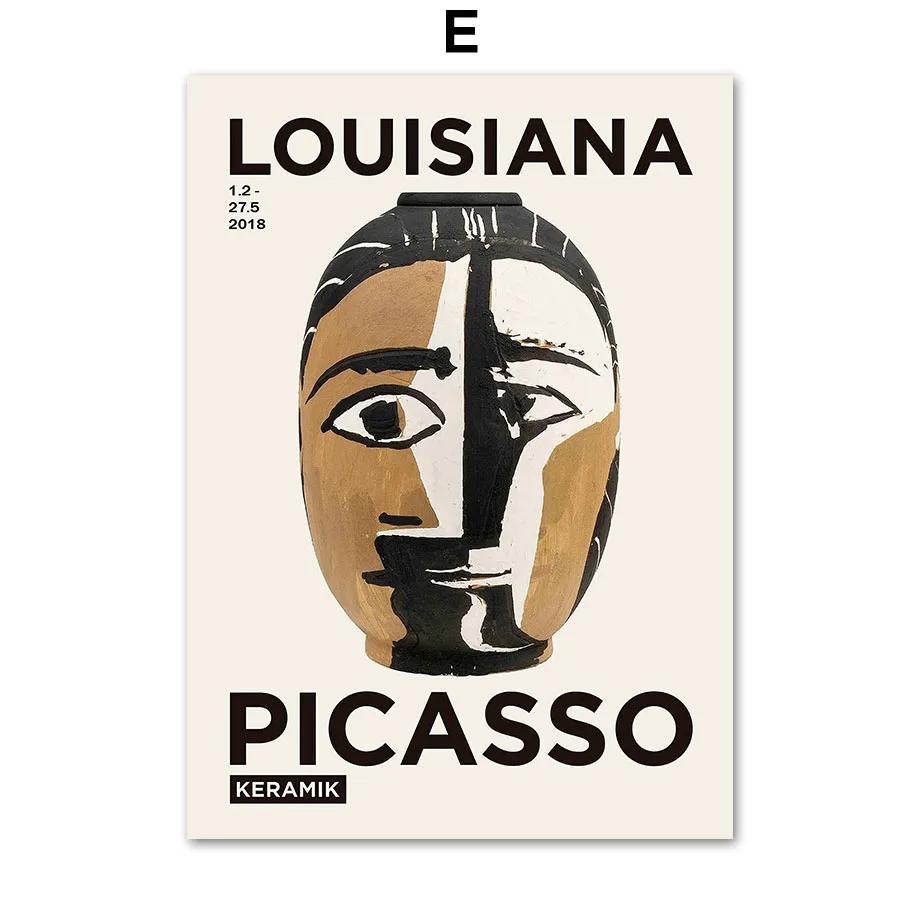 Абстрактная линия Женское лицо Птица Собака Пикассо Настенное искусство Фреска Холст Живопись Постеры и Принты Настенные картины для декора гостиной
