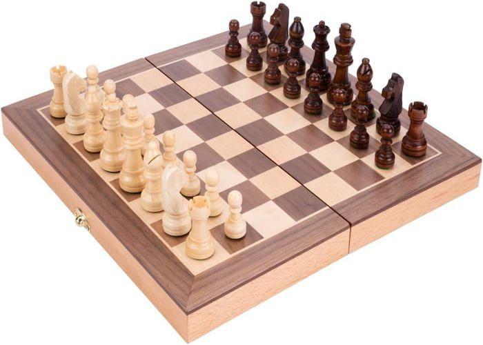 Деревянные шахматы - Engelhart - 151203 - Складные - Бук и орех - 30x30 см