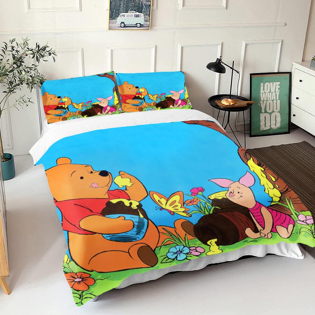 Comforter Winnie The Pooh Bear Bedding Set Queen With 3D Children'S Bedding Set Universal Suitable For Children