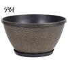 Planter with Saucer Tray Resin Flower Planters, Vintage Plant Pot Drainage Hole & Saucer, Lightweight for Home Decor Indoor Outdoor, Retro Imitation