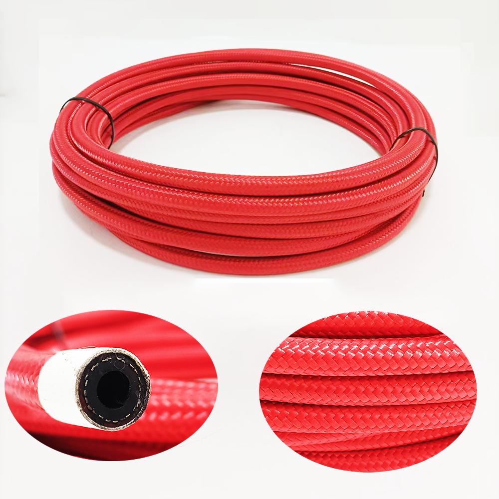 Red Fuel Hose Oil Gas Line1M AN4-AN6-AN8-AN10-AN12-AN16-AN20 Nylon/Stainless Steel Braided Fuel Supply System Accessories