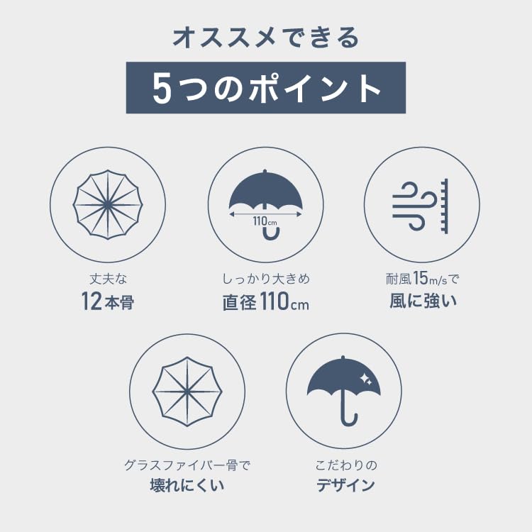 Wpc. Classic Vinyl Umbrella 12 Bones Wind Resistant Fiberglass Rain Mens Womens CS Black Rib Length 63cm