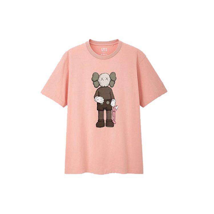 Uniqlo × Коллаборация Kaws Серая футболка с принтом куклы с коротким рукавом Унисекс Футболки Светло-розовый UQ422022000