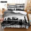 3D Digital Printing Fashion Design Night View Bridge Bedding Set, Queen Size Duvet Cover Set