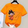 Детская футболка Dragon Ball Goku Мультяшная с буквами от A до Z Топ для мальчиков и девочек Оранжевая одежда Новая детская одежда с коротким рукавом Подарок