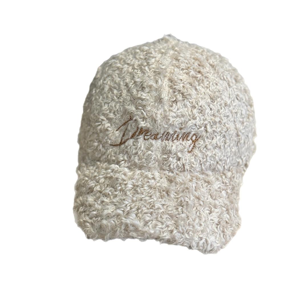 Корейский стиль Осень и Зима Шерсть ягненка Вышитая буквами Бейсболка для мужчин и женщин Модная Маленькая Теплая Плюшевая Кепка-утка, подчеркивающая лицо