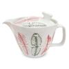 Kunzan Kiln Teapot with Strainer, 385ml Capacity, Serves 2-3, Hasami Ware, Made In Japan, Leaf Pattern, Red, Size L