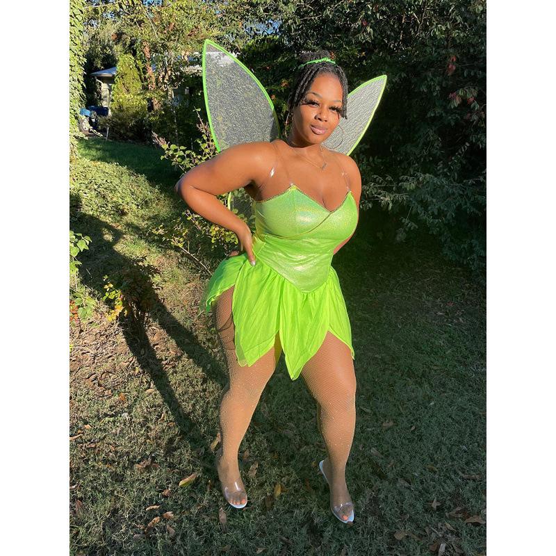 Рождественский костюм на Хэллоуин, косплей-платье, костюм непослушной феи-эльфа с крыльями