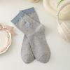 Women's Tide Style Autumn Puppy Embroidery Mid-Calf Socks - Cute Cartoon Bear Design
