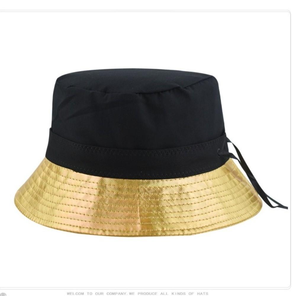 Leather Luminous Bucket Hat Wide Brim Shiny Sun Cap Unisex Laser Rainbow Fisherman Hat  Sunshade