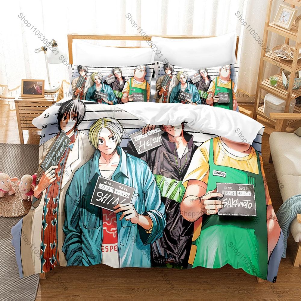 Kpop Sakamoto Days Theme Bedding Set 3Pcs Polyester Bed Linen Duvet Cover Pillowcase Home Bedroom Decor for Fans
