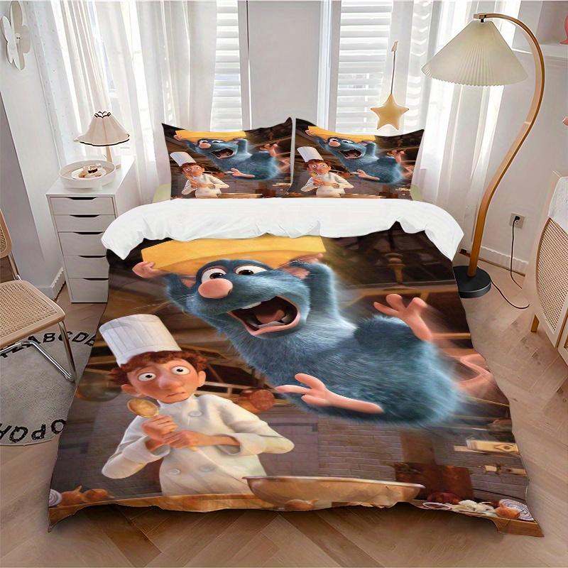 3pcs Ratatouille Movie Poster Quilt Set, Soft and Comfortable Bedroom, Guest Room and Dorm Decor Bedding Set 1 Quilt Cover + 2 Pillowcases.Q