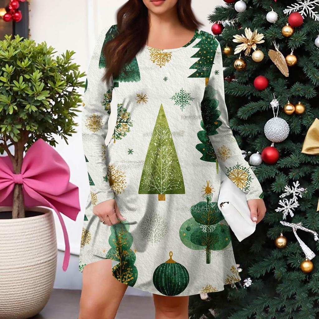 Женское повседневное платье большого размера с градиентным принтом, карманом, круглым вырезом и длинными рукавами, для весны/осени