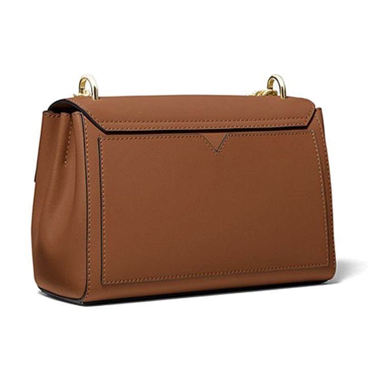 Michael Kors Lita Дорожная Сумка на Цепочке с Клапаном Золотая Пряжка Кожаная Сумка Через Плечо Средняя Женские сумки Коричневый 35T0GXPL2O-230