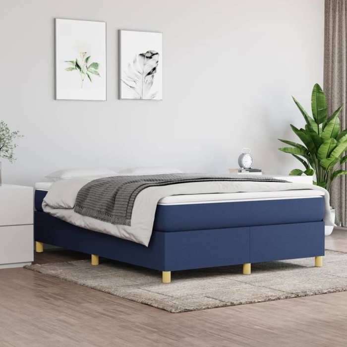 3120959 vidaXL Spring Bed Base Blue 140x190 Cm Fabric