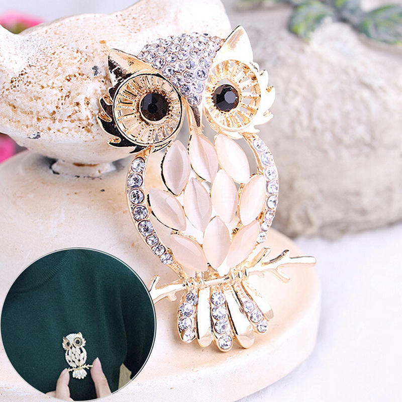 Big Owl Brooches Bouquet Vintage Wedding Hijab Scarf Pin Up Buckle Broches