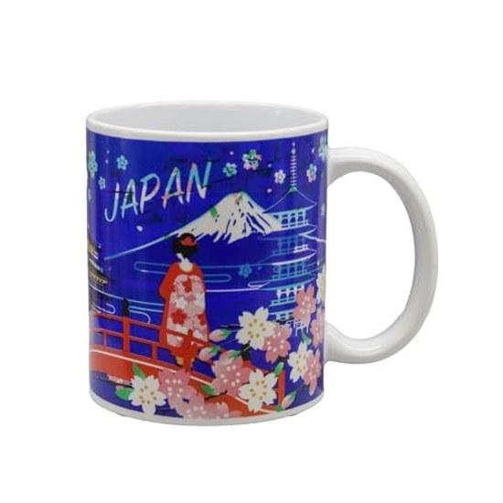 Made Japan color-changing mug Japanese scenery Mount Fuji Maiko cherry blossoms five-story pagoda temperature-sensitive souvenirs tradition tourism