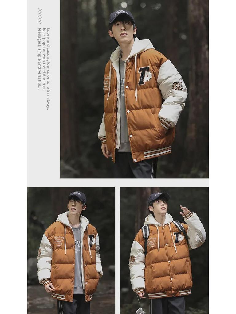 Мужская зимняя куртка из овчины с подкладкой из бархата и капюшоном — модный свободный крой и повседневный стиль