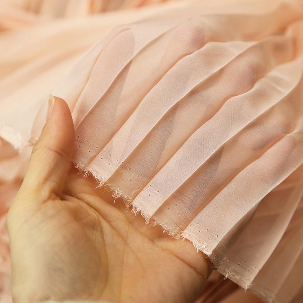 Handmade Pleated Organza Fabric Light Chiffon DIY Material New Wrinkled Cloth Fabric  Summer