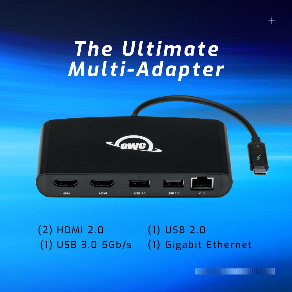 Official OWC Thunderbolt Mini Dock 4K HDMI x2 USB x2 Gigabit Ethernet 20cm Integrated Thunderbolt Cable For Macs and PCs with TB [OWC Store]