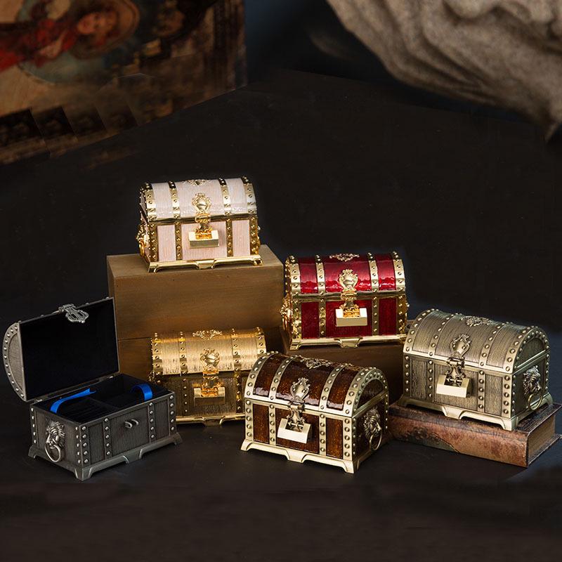 Korean Retro Pirate Treasure Chest Jewelry Box - Metal Craft Home Decor & Wedding Gift