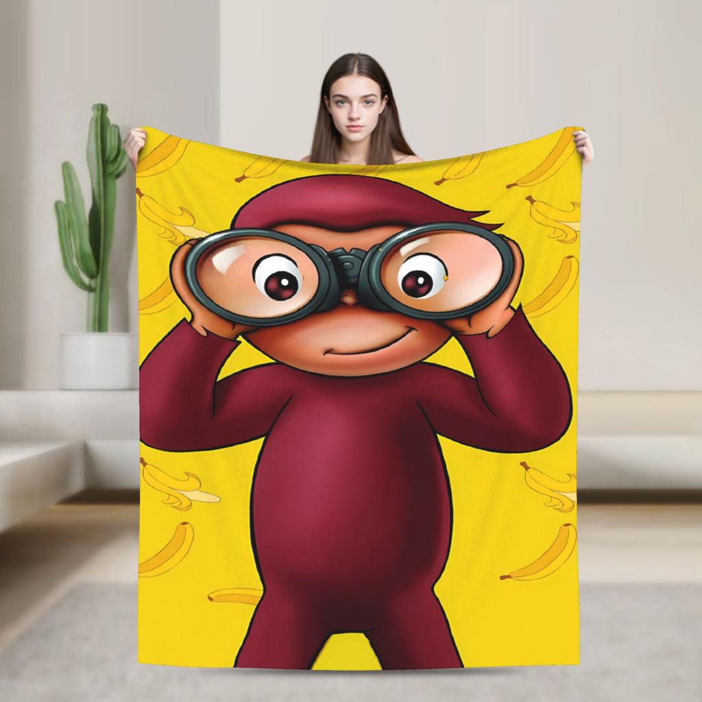 Curious George-s Blanket Soft Street Trend Plush Throw Blanket For Living Room Travel Flannel Bedspread Bed Cover