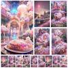 5D DIY Diamond Painting Chateau Montrose Kits Daisy Manor Rhinestone Full Round Drill Art Crafts for Wall Room Home Decoration