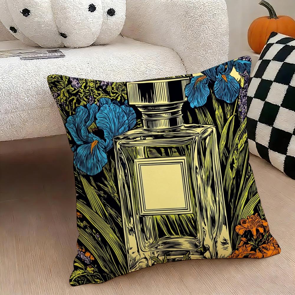 Luxury perfume illustration Cushion Cover Natural Linen Double Sided Print Throw Pillow Case for Sofa Couch Home Decor
