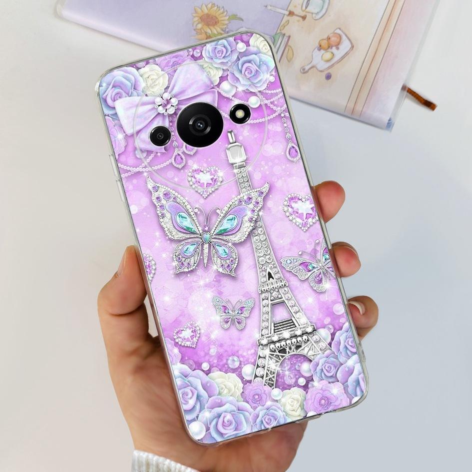 For Funda Xiaomi Redmi A3 Case 2024 Fashion Flower Transparent Silicone Soft TPU Phone Case For Xiomi Redmi A3 RedmiA3 4G Covers