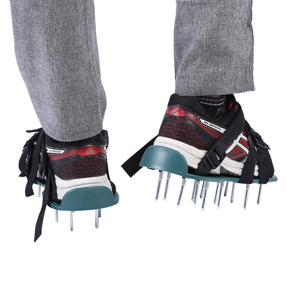 1 пара сандалий с аэратором для газона, аэратор для разрыхления почвы, обувь с шипами, садовый инструмент(4 ремешка)