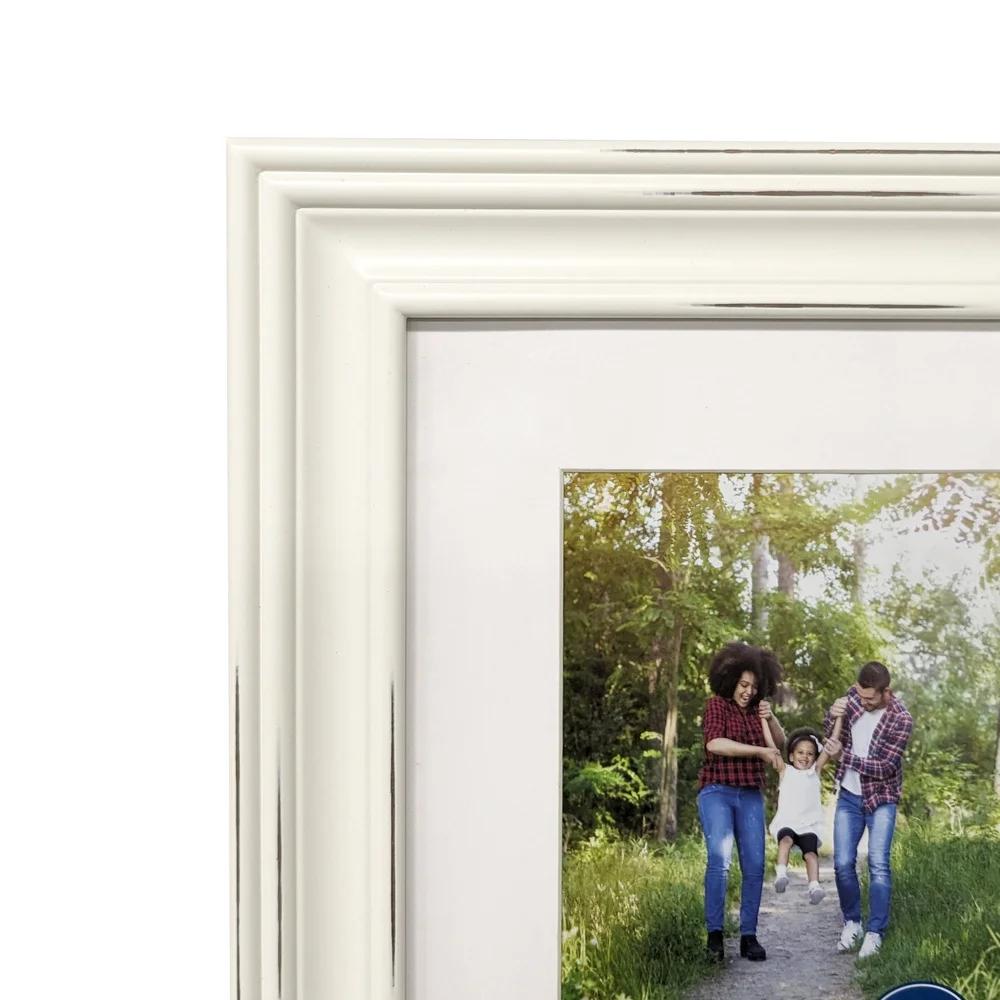 Рамка для галереи 8x10, состаренная белая, со скошенным паспарту 5x7, для вертикального и горизонтального использования, настольная и настенная экспозиция, деревенский домашний декор