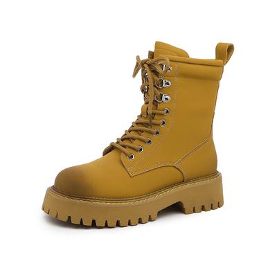 Женские ботинки на платформе, мотоциклетные ботинки из натуральной кожи, увеличивающие рост, водонепроницаемые, нескользящие, уличные зимние женские туфли martin