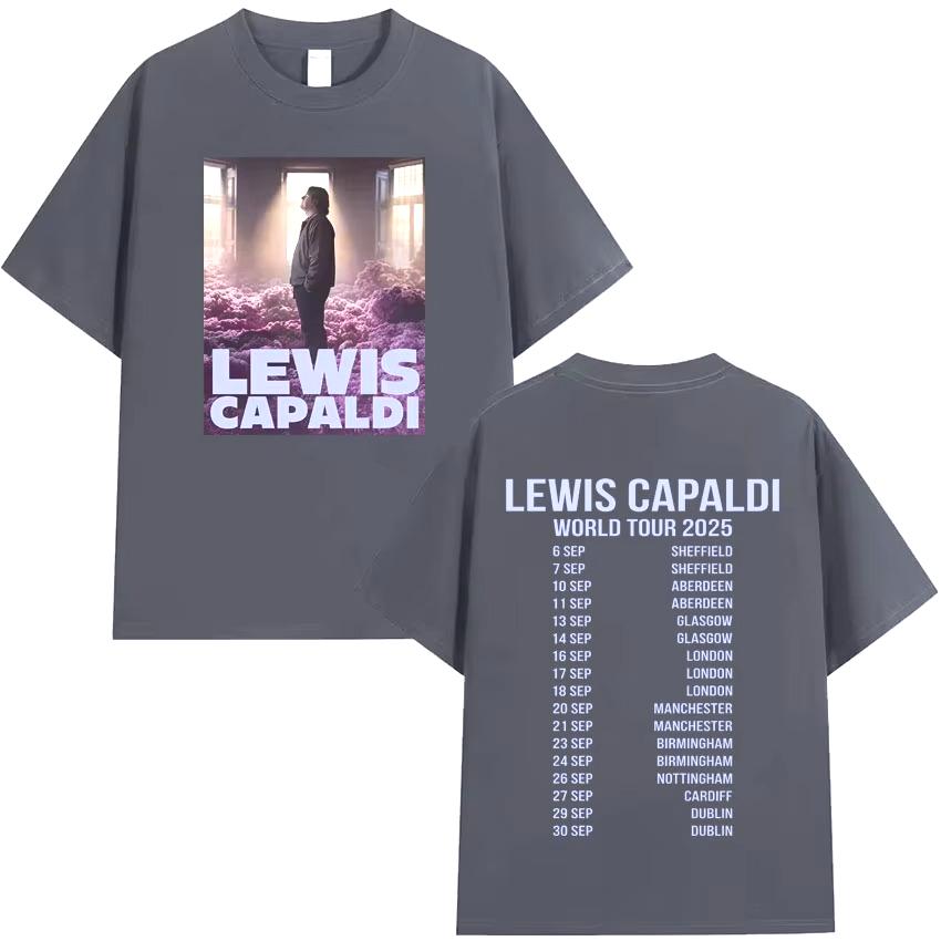 Горячая Распродажа Lewis C-Capaldi Мировой Тур 2025 Хипстерские Мужские Футболки Готика Оверсайз Хлопок Комфорт Хип-Хоп Футболки с Короткими Рукавами Унисекс