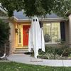 Large White Glowing Hanging Ghost Swing Decoration - Spooky Halloween Ornament for Outdoor Porch Doorway Decor