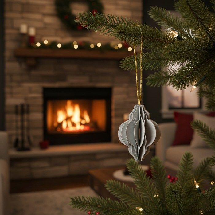 Boules en papier - SPRINGOS - Lot de 6 - 4 cm - Doré - Décorations de Noël