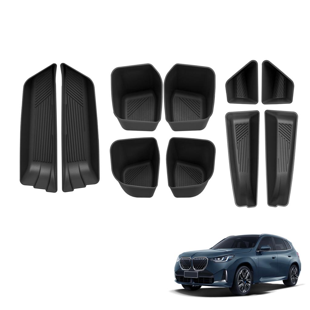 10Pcs for BMW X3 2025 Door Handle Side Storage Box Groove Gate Slot Anti-slip Tray Organizer Car Interior Accessories Black