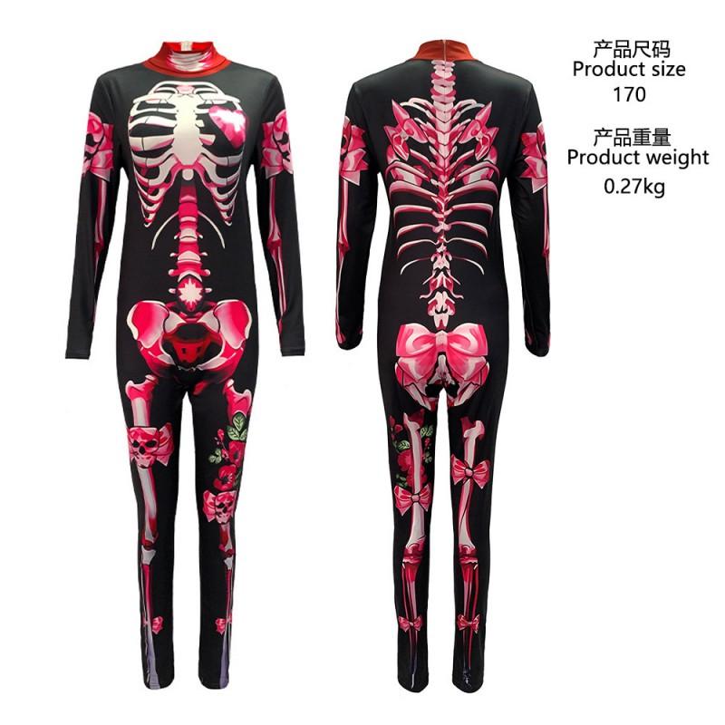 Halloween Skeleton Bodysuit Men 3D Print Horror Cosplay Costume