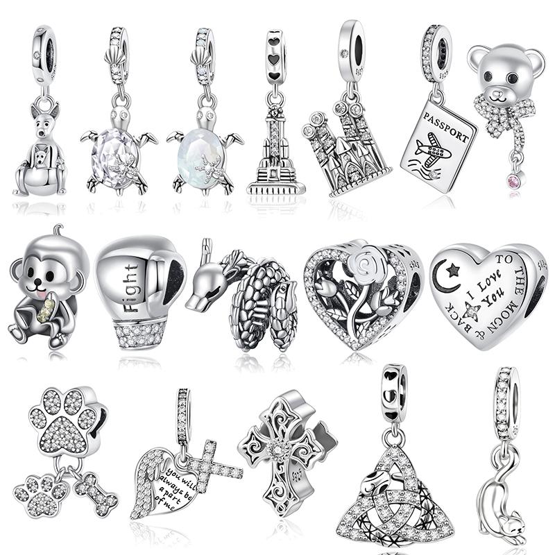 Copper Sea Turtle Loong Bear Cross Monkey Dangle Charms Fit Original Bracelet Beads Diy For Jewelry Making