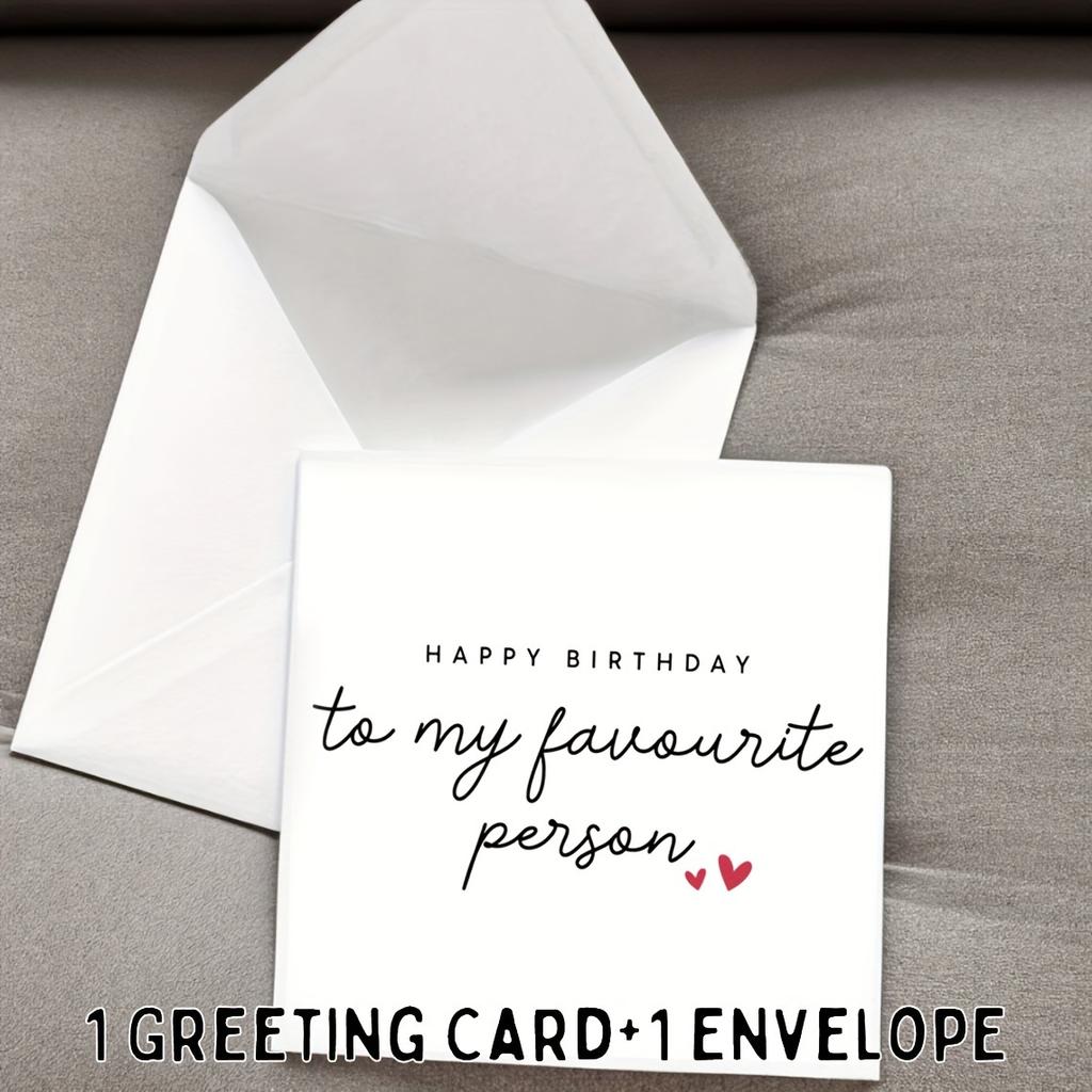 Открытка на день рождения «Моему любимому человеку» - Идеально для парня, мужа, девушки, жены - Элегантная белая с акцентами в виде сердец