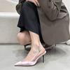 Summer 2024 New Women Pointed Toe High Heels Shoes Outdoor Elegant Sandals Dress Ladies Slingback