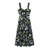 European American Women Fashion Summer Floral Print Spaghetti Straps Midi Dress
