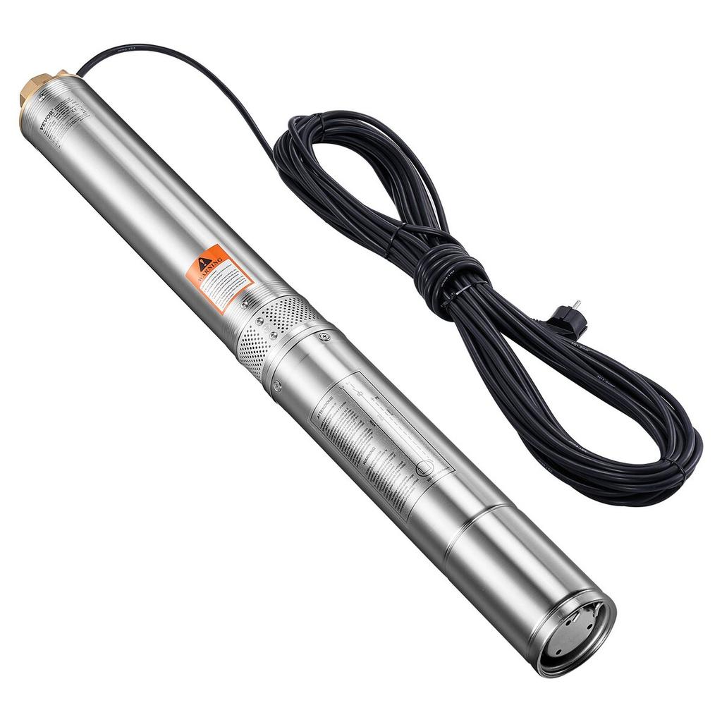 Deep Well Submersible Pump Stainless Steel Water Pump 1100W Input Power,246ft Maximum Lift, 100L/min Flow Rate for Agricultural Irrigation, Livestock