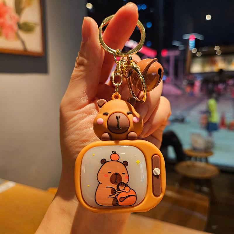 Мультяшный милый телевизор с капибарой и подсветкой, креативные забавные животные, брелок для ключей, автомобильный брелок, рюкзак, кулон для детей, ювелирный подарок