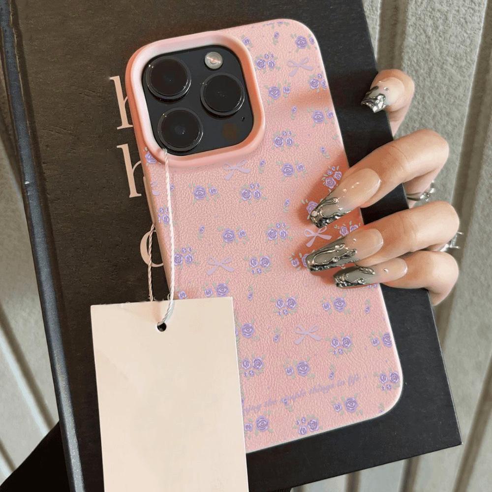 Flower Phone Case For iPhone 16 Pro Case for iPhone 11 12 13 14 15 Pro Max 16 Plus Silicone Soft Leather Texture Cover Fundas