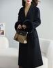 2025 Women's French Double-Faced Wool Coat with Cashmere & Real Fox Fur