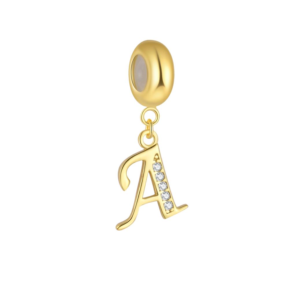 925 Silver Rose Gold Plated Zircon DIY A-Z Letter Pendant Charms for Necklace & Bracelet-Trendy Everyday Wear
