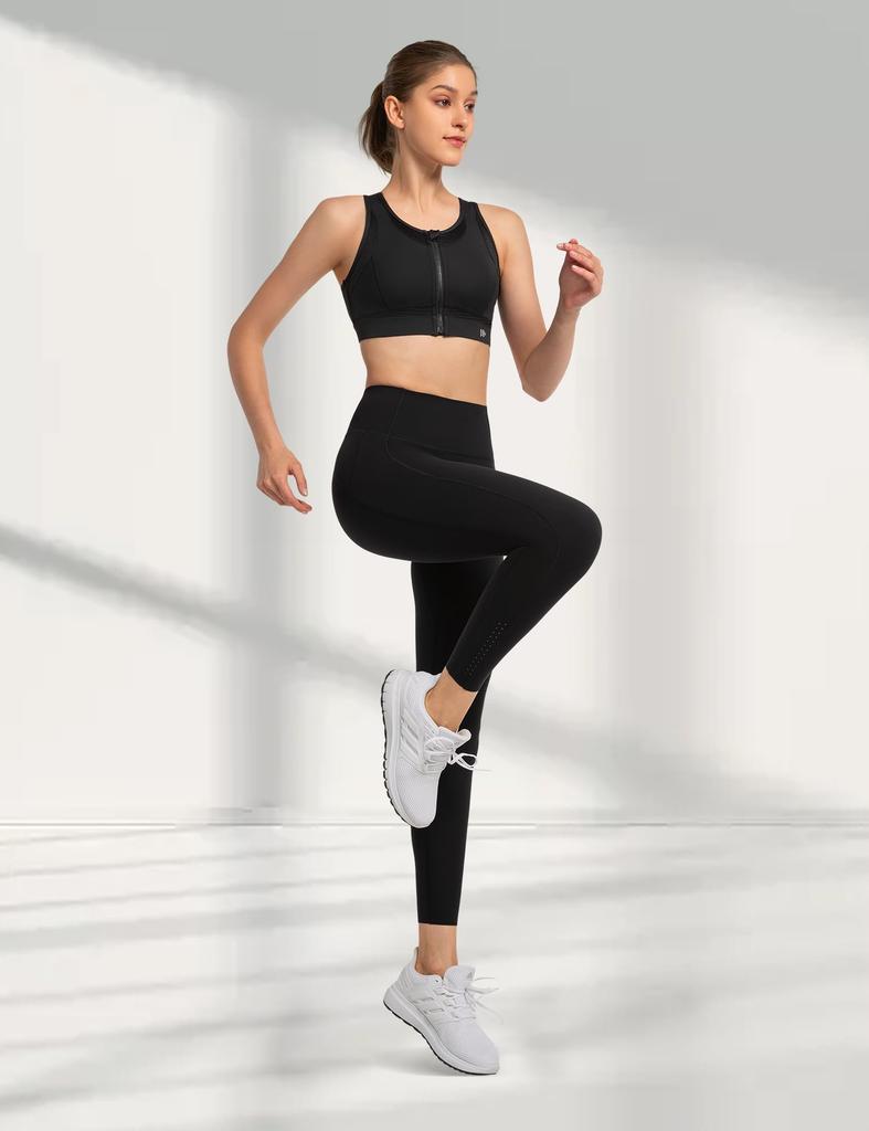 Yvette Sports for and the Size Black Women's Bra, No-Sway, Open-Front, Y-Back, Mesh, Sweat-Wicking, Quick-Drying, One-Piece Cup, Wireless, Fitness,