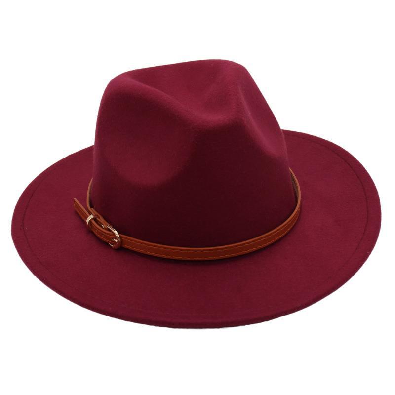 Пряжка для ремня Ностальгическая модель цилиндра Джазовая шляпа Мужская и женская Темпераментная фетровая шляпа Элегантная шерстяная шляпа