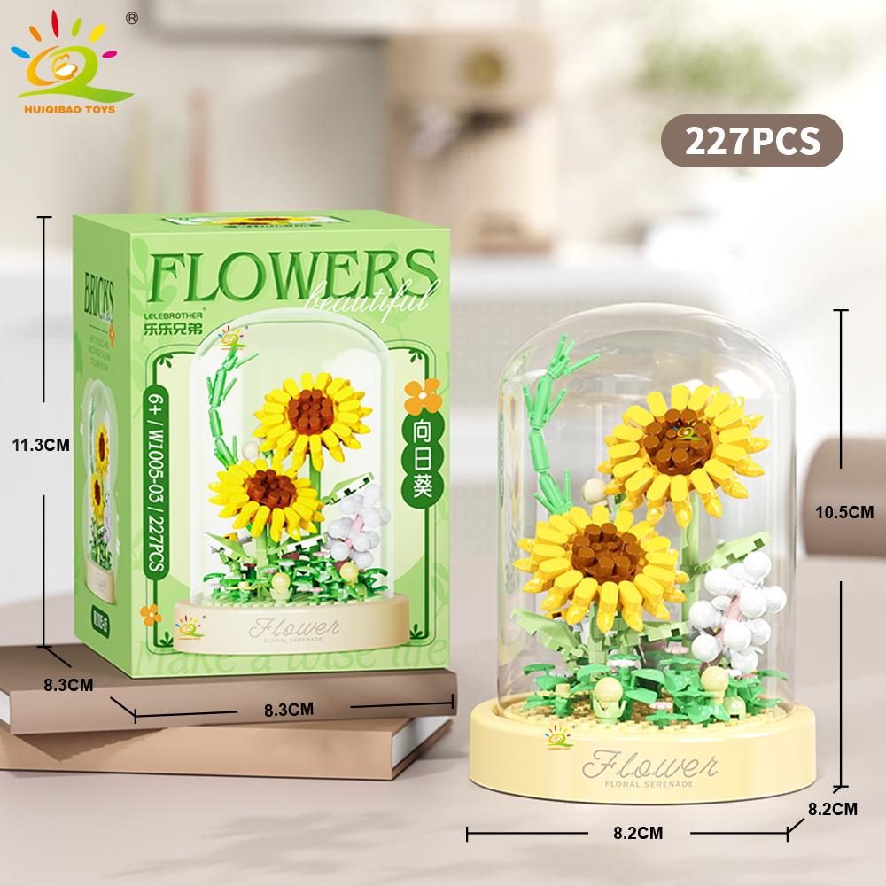 MOC Flower Display Box Micro Building Block MOC Mini Flower Mini Diamond Model Brick Toy for Children Desk Decoration