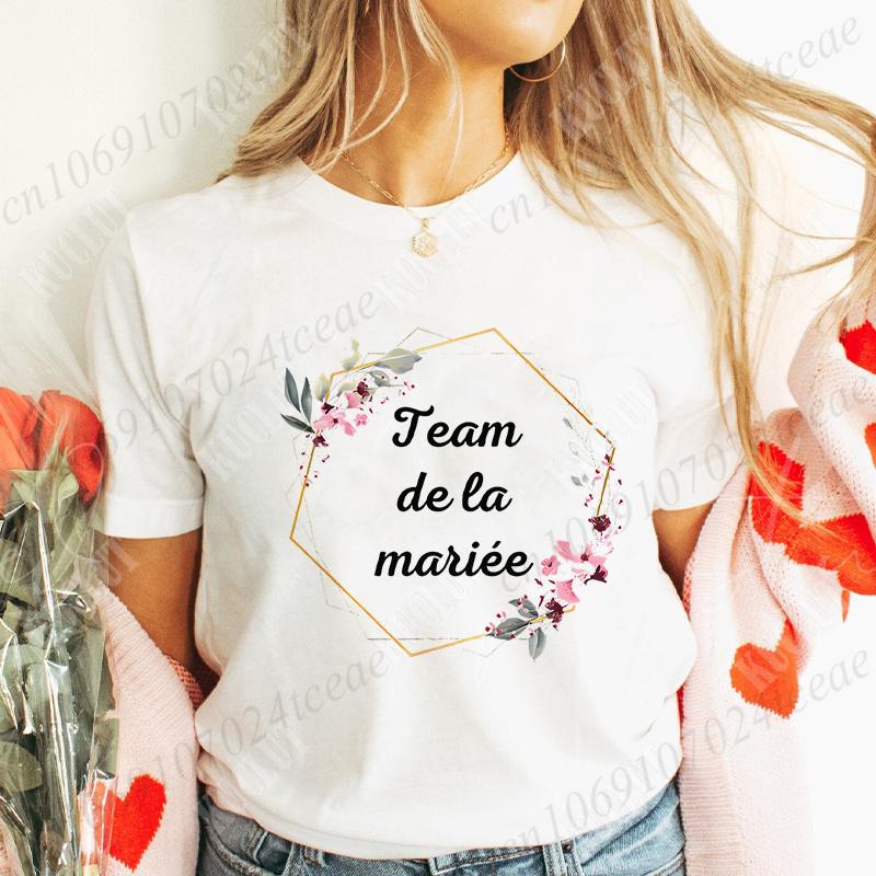 EVJF Future Bride Tshirt French Bridal Wedding Team Bride Tops Unisex Bachelorette Hen Party Tshirt Floral Bridesmaid Tees